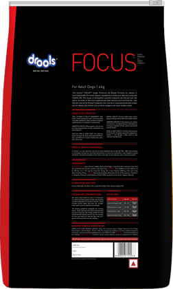 Drools Focus Adult Super Premium Dry Dog Food, Chicken, 4kg