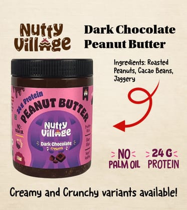 Nutty Village Dark Chocolate Peanut Butter Creamy 1 kg Pack of 1
