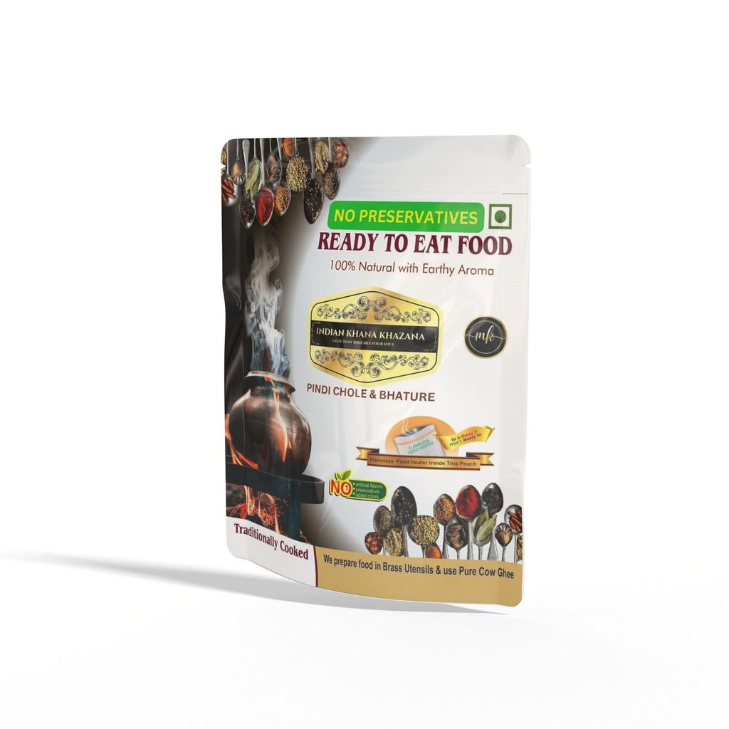 Chole & Bhature | No Added Preservative and Colours | Serve Hot Anytime Anywhere with our Flameless Food Heater inside the Pack. | Indian Tasty Flavour