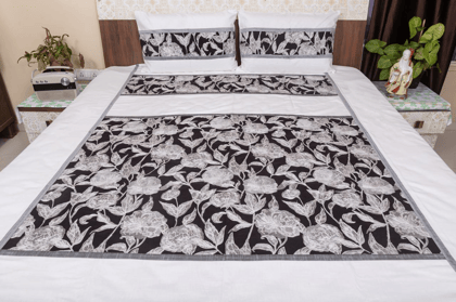 Premium King Size Cotton Bed Cover, Elegantly Embroidered With 2 Pillow Covers (Model 2)