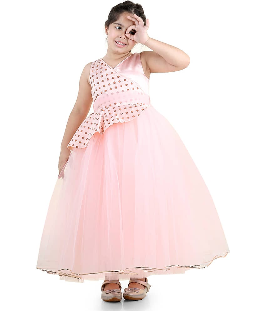 Toy Balloon Kids Net Gown For Girls ( Pack of 1 , Peach )