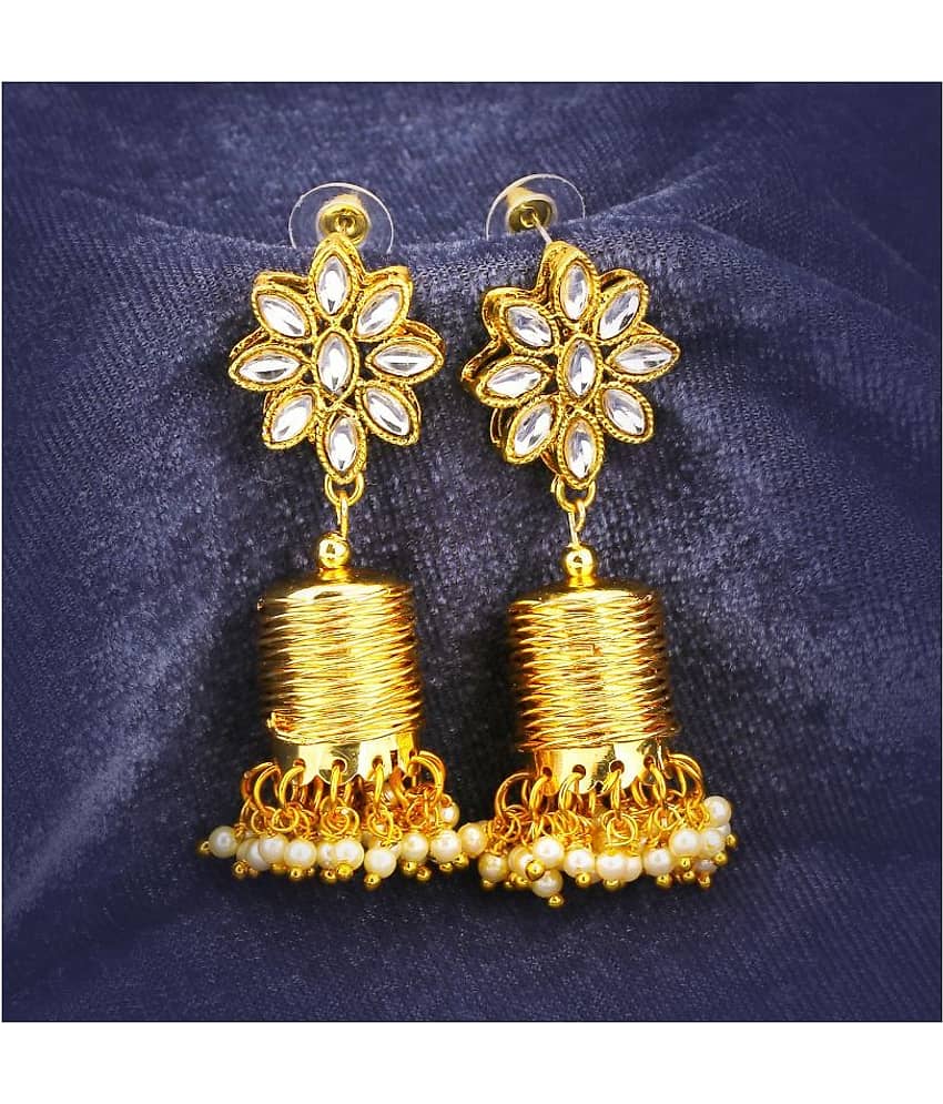 Sukkhi Stylish Kundan Gold Plated Pearl Dangle Earring for Women
