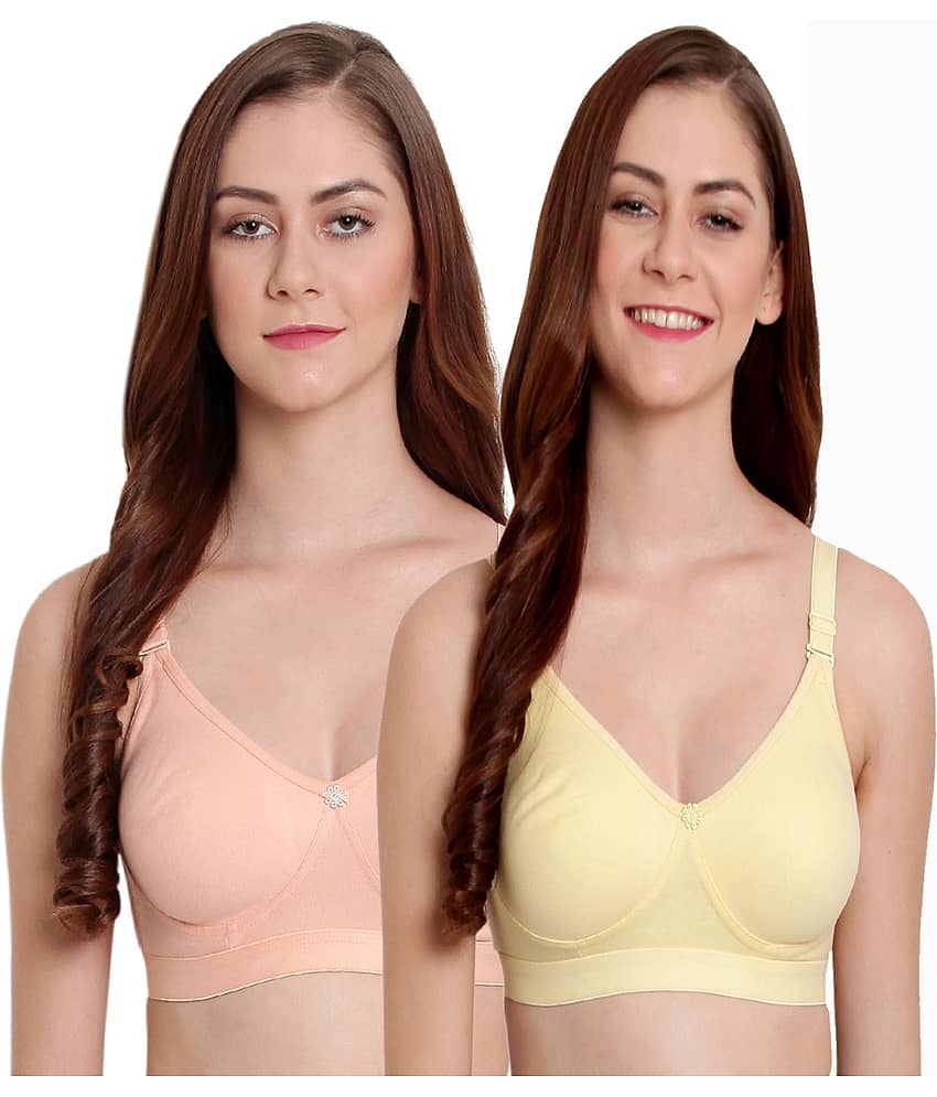 Elina Pack of 2 Cotton Non Padded Women's T-Shirt Bra ( Multi Color )