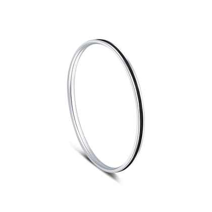 Black Grace 1 Line Silver Kada for Women-2.1”