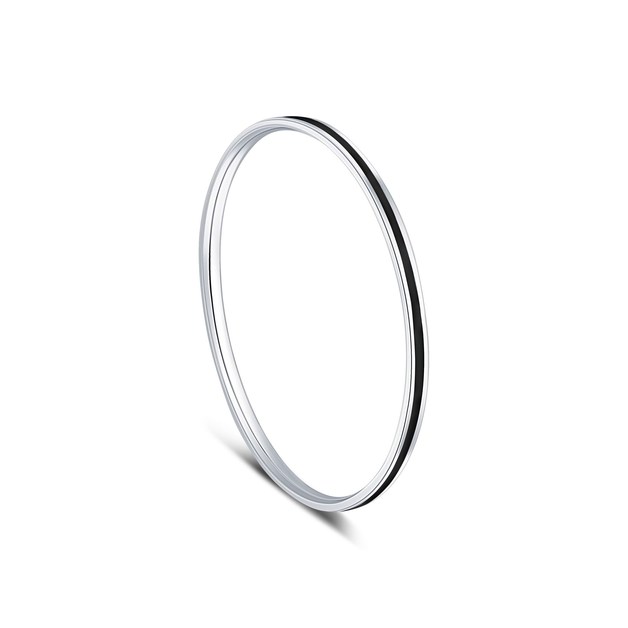 Black Grace 1 Line Silver Kada for Women-2.1”