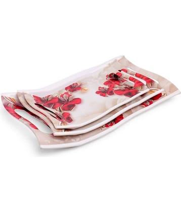 HomePro - Rose Petals Design Tray Multicolor Serving Tray ( Set of 3 )