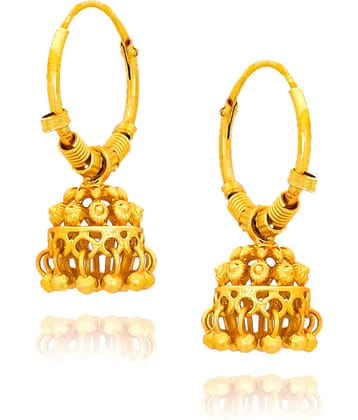 LUV FASHION Golden Hoops Earrings ( Pack of 1 )