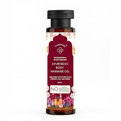 Trustmeds Ayurvedic Body Massage Oil, Nourishing & Moisturizing, Enriched with Pure Wood Pressed Oils and Herbs, 100ml