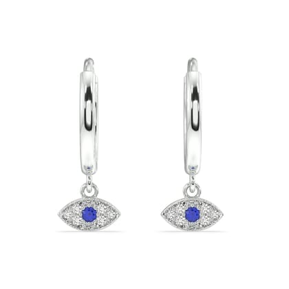 Evil Eye Charm Hoops-Rhodium