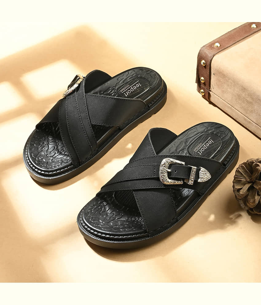 Leeport 2566_GID Black Men's Daily Slipper