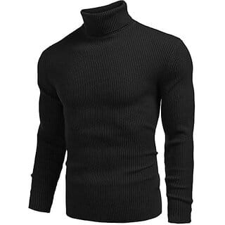 Fashlook Solid High Neck Wool Blend Casual Black Full Sleeve T-Shirt For Mens Fashlook Solid High Neck Wool Blend Casual Black Full Sleeve T-Shirt For Mens