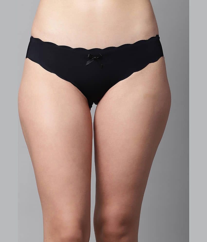 PrettyCat Polyester Solid Women's Bikini ( Black )