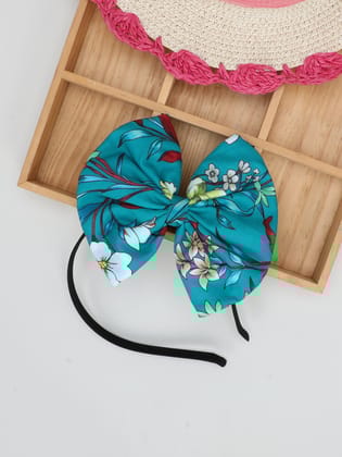 Floral Bow Hairband- Teal-one Size / Teal