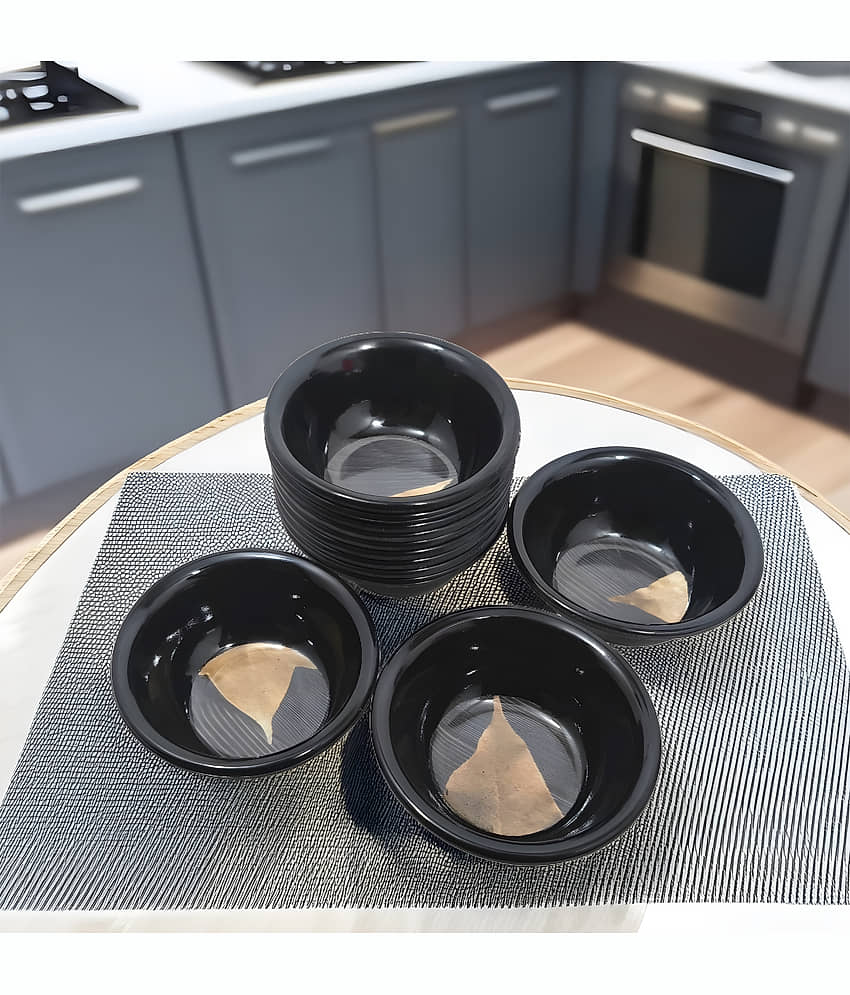 Inpro Bowl Set for Small Parties Melamine Printed Vegetable Bowl 10 cm ( Set of 12 ) Black