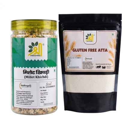 Millet Khichdi and Gluten Free Atta - 1000 gm - 1000 gm - One plastic jar and one plastic standup pouch