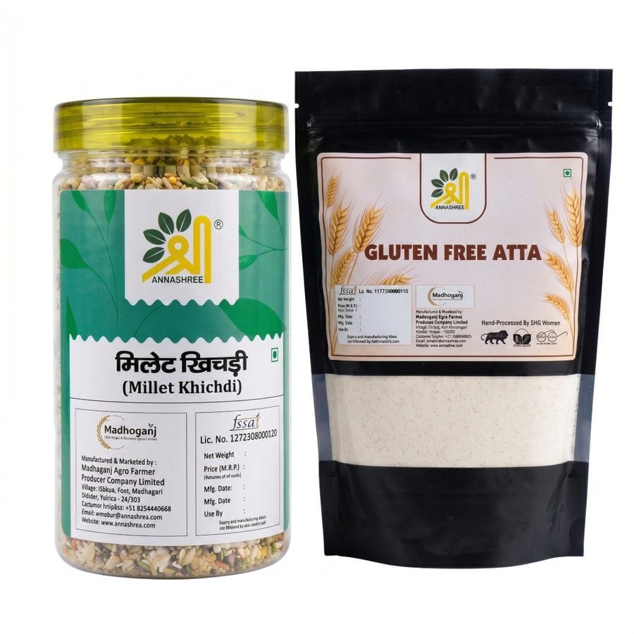 Millet Khichdi and Gluten Free Atta - 1000 gm - 1000 gm - One plastic jar and one plastic standup pouch