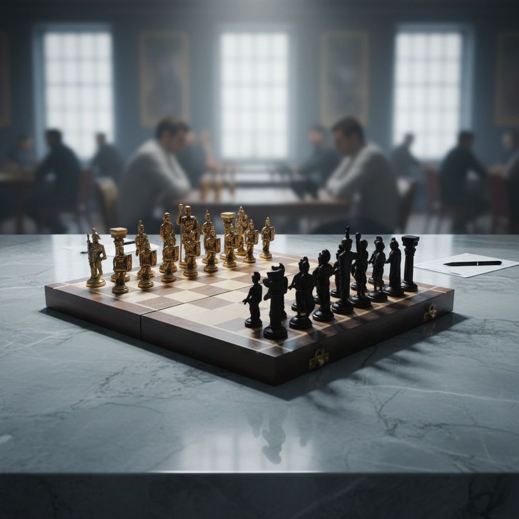 Brass Chess Board Set | Luxury Decorative Board Game, Height : 1 Inch (BSMAS363 W)