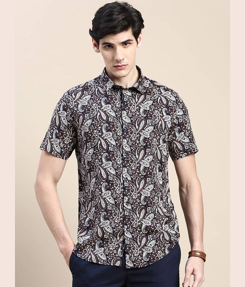 Showoff Cotton Blend Regular Fit Printed Half Sleeves Men's Casual Shirt - Navy Blue ( Pack of 1 )