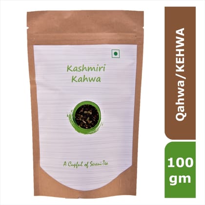 Camellia Twigs Kashmiri Kahwa Green Tea | Traditional Saffron & Spiced Blend | 100g Loose Leaf in Resealable Pouch