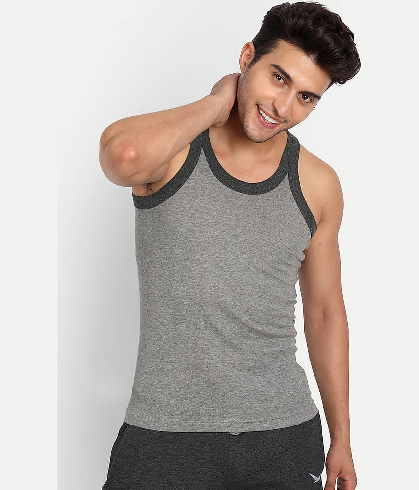 TT Pack of 2 Cotton Gym Vest For Men ( Grey )