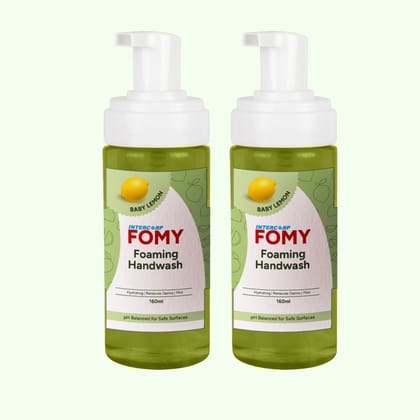 INTERCORP FOMY Antibacterial Soft Refreshing Foam Hand Wash, 160 ml Each (Baby Lemon - Pack of 2)