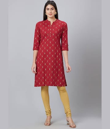 Globus - Maroon Cotton Women's Straight Kurti ( Pack of 1 )