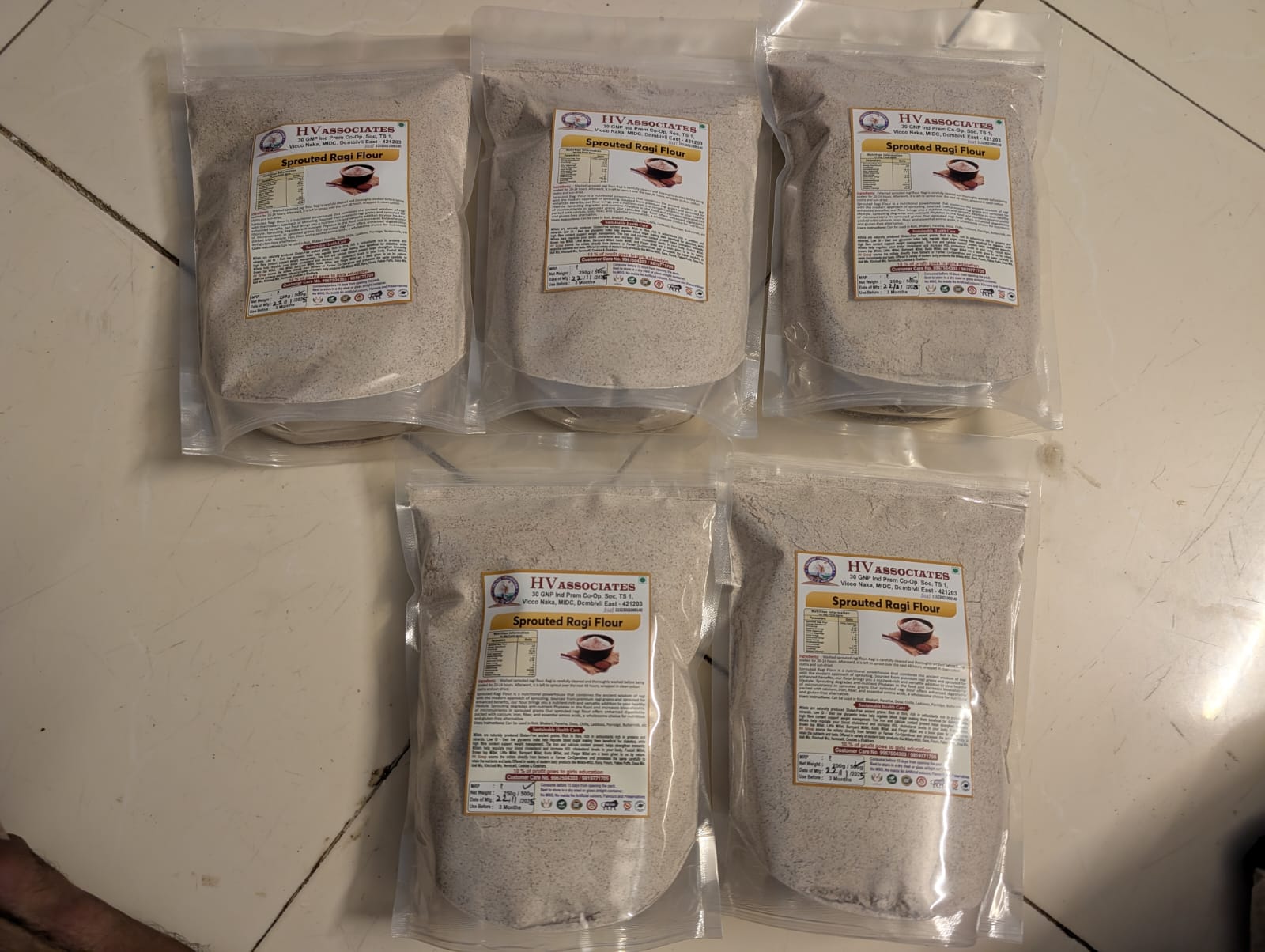 Hv Associates Sprouted Ragi Flour (500G) | Nutrient-Rich Nachni Atta | Gluten-Free Superfood For Healthy Rotis, Porridge & Dosa