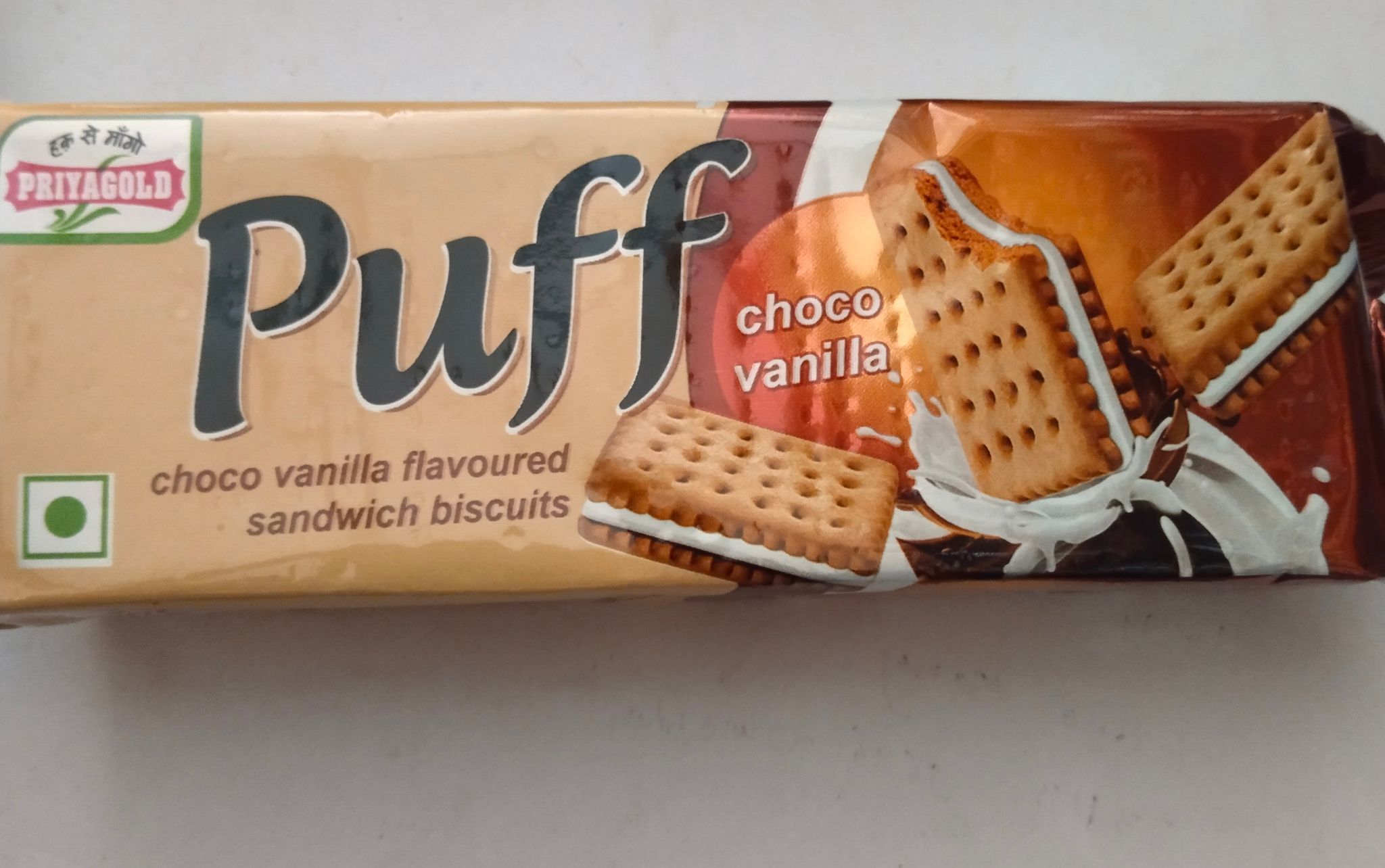 Priyagold Puff Choco vanilla flavoured Sandwich biscuits 