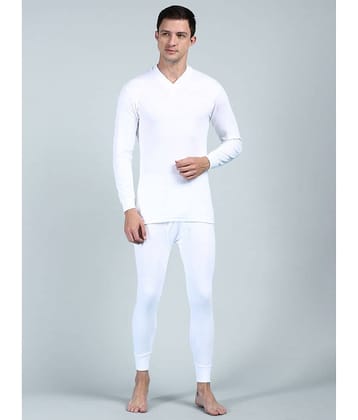 LUX PARKER Pack of 1 Cotton Thermal Sets For Men's ( White )