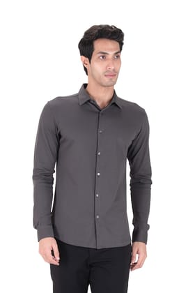 Fluid Cotton Flow Shirt - Mercerised Butter Fabric-Dark Grey / XS