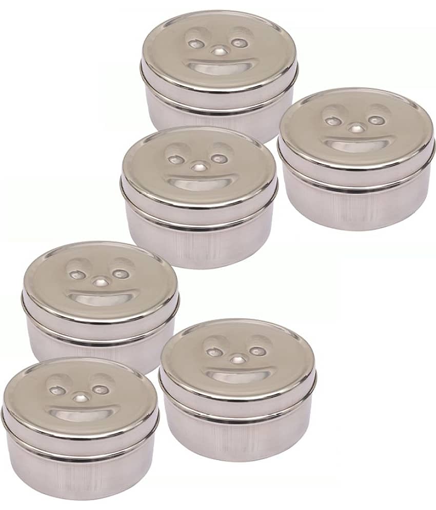 Kitcorner Stainless Steel Kitchen Smiley Containers/Tiffin/Lunch Box,350ml each (6U)