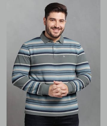 BULLMER Men Cotton Blend Regular Fit Striped Polo T Shirt ( Pink )