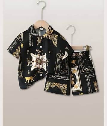 Ocvito Pack of 1 Boys Cotton Shirt & Shorts Set ( Black )