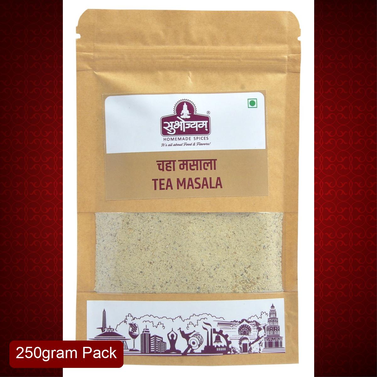 Subhojyam Tea Masala (250g) | Value Pack Whole Spice Blend | Perfect Masala Chai & Iced Tea