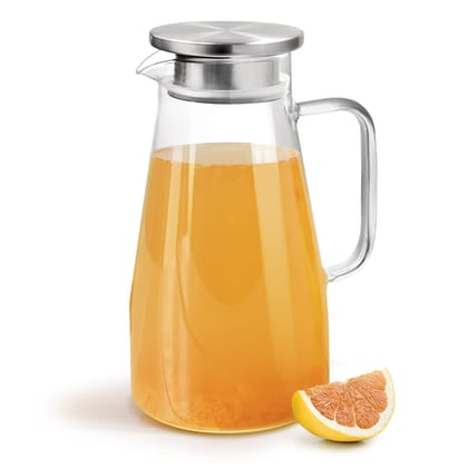 Treo By Milton Conic Borosilicate Glass Jug, 1800 ml, Transparent | Serve Water | Beverages | Iced Tea | Juices | Cocktail | Milk | Chaas | Shakes