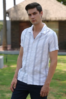 Glory - Pattern Striped Shirt - White-S-38 / WHITE