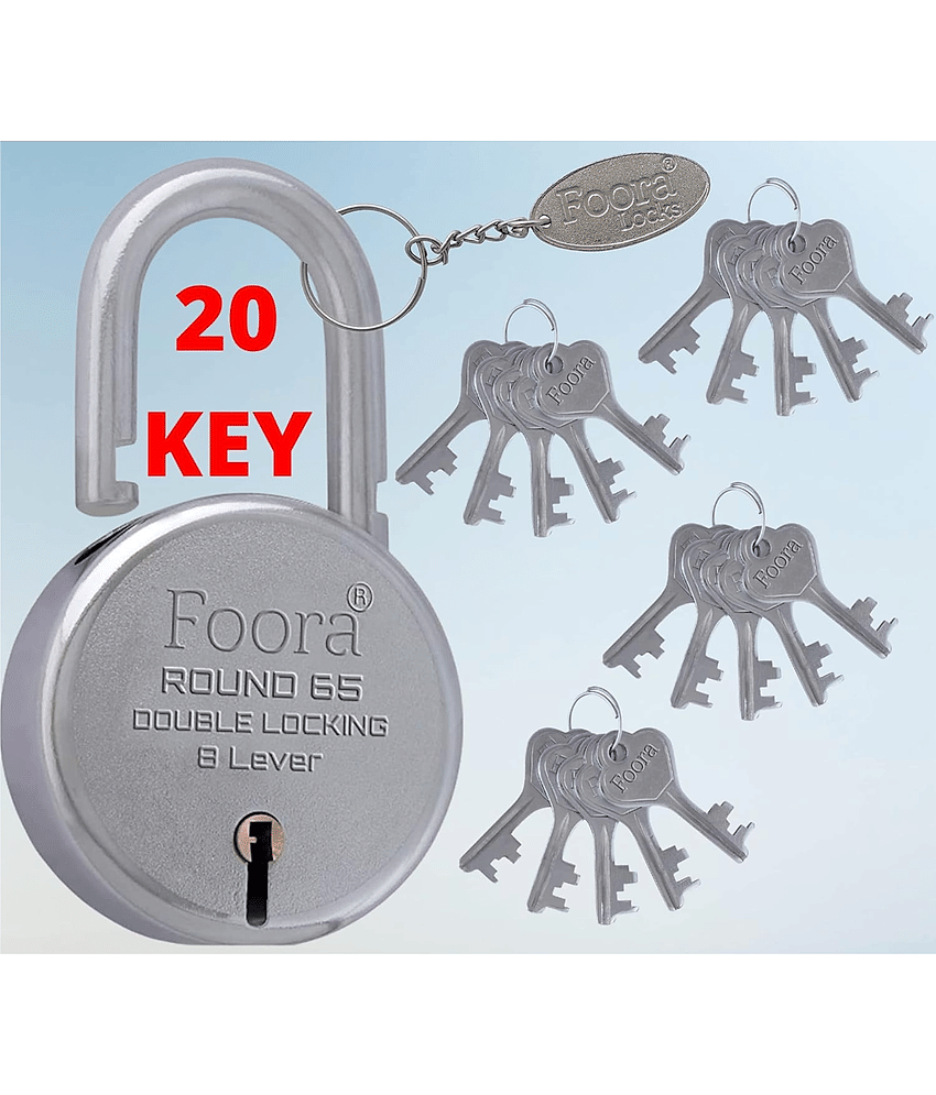 Foora Round 65mm Lock with 20 Silver Keys with Keychain
