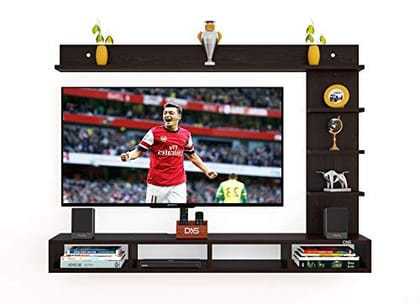 DAS Engineered Wood Wenge Finish Wall Mount TV Entertainment Unit with Set Top Box Stand and Wall Shelf Display Rack for Living Room (Ideal for up to 55") Screen- Ambience