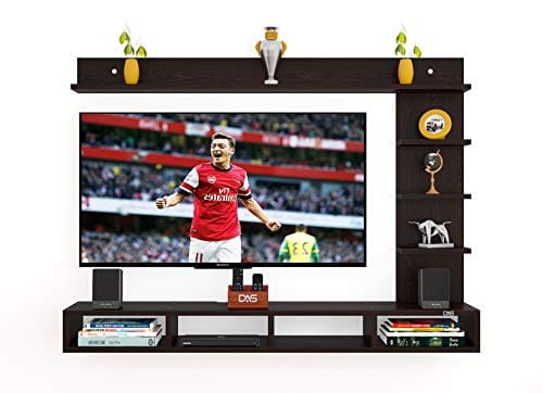 DAS Engineered Wood Wenge Finish Wall Mount TV Entertainment Unit with Set Top Box Stand and Wall Shelf Display Rack for Living Room (Ideal for up to 55") Screen- Ambience