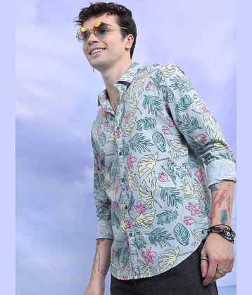 Ketch 100% Cotton Regular Fit Printed Full Sleeves Men's Casual Shirt - Green ( Pack of 1 )