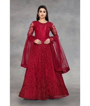 Apnisha - Grey A-line Net Women's Stitched Ethnic Gown ( Pack of 1 )