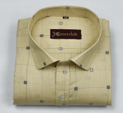 Yellow Color Check Lining Butta Cotton Shirts-M (38 Inch) (98 CM) / Full