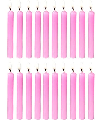 PROSPERRO LUMO - Pink Unscented Tapered Candle 10 cm ( Pack of 20 )