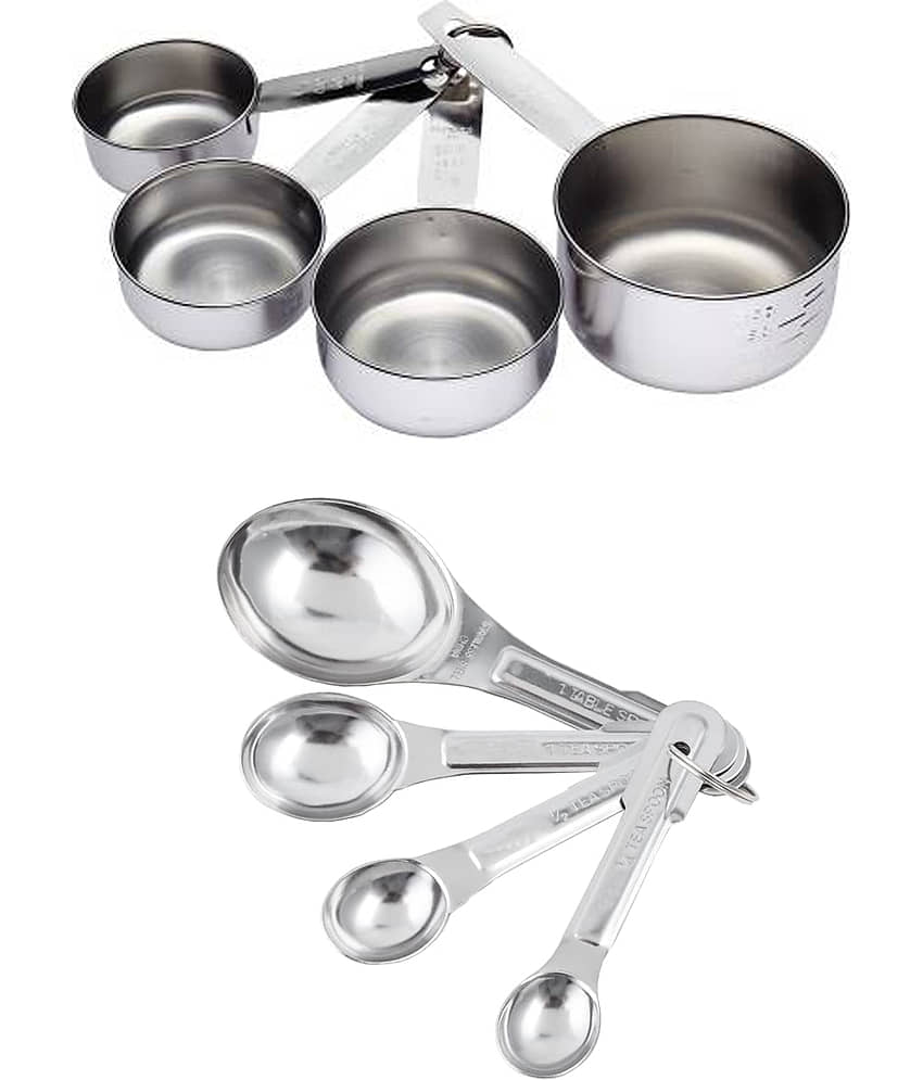 JISUN Stainless Steel Measuring Cups & Spoons Set ( Pack of 2 )