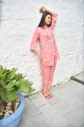 Pretty Peach Floral Co-ord Set : Blossom into Beauty