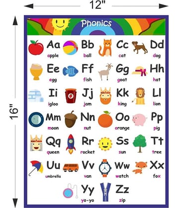 ABC Phonics poster - Kids learning Charts / Posters for Kids Learning, Kindergarten, Paper Print  (16 inch X 12 inch)
