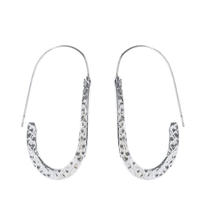 Handcrafted Silver Colour Hammered Earring