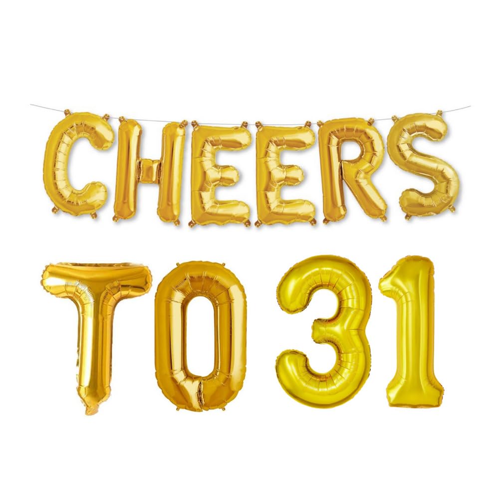 Balloonistics Cheers to Thirthy One Foil Balloon Combo Number 31 Foil Balloon for Birthday and Anniversary