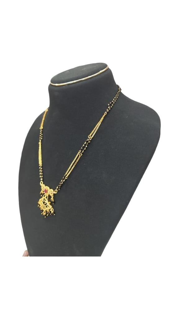 Black Beads Mangalsutra with Gold Pendant for Women