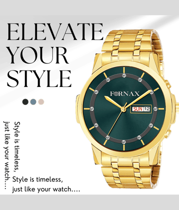 FORNAX Gold Metal Analog Men's Watch